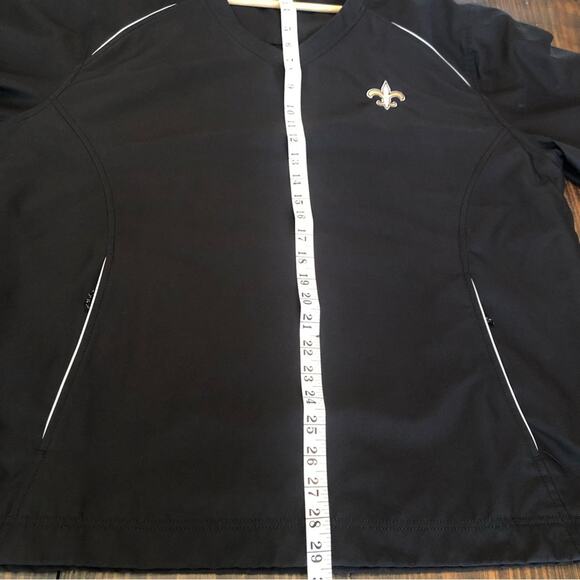 Cutter & Buck Saints Pullover Jacket Mens L Windbreaker Black V-Neck Athleisure - Picture 8 of 12